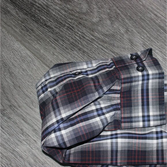 Banana Republic Mens Button Front Plaid Shirt-Blue/Black-Size Large-16-16.5 - Picture 7 of 9